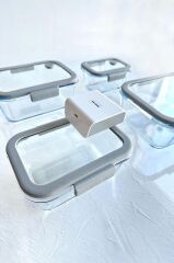 Neoflam Fika Glace Vakumlu Cam Saklama Kabı Seti Gri 5 Parça