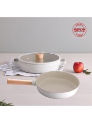 Neoflam Fika Bej 30 cm Basık Tencere ve 30 cm Tava Seti