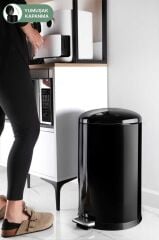 Primanova Bombe Kapaklı Çöp Kovası 30 Lt Siyah - Iç Kısım Siyah