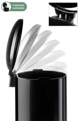 Primanova Bombe Kapaklı Çöp Kovası 30 Lt Siyah - Iç Kısım Siyah