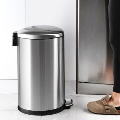 Primanova Bombe Kapaklı Çöp Kovası 30 Lt Krom