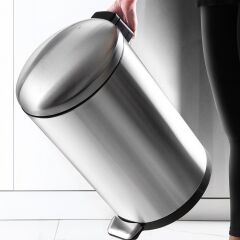 Primanova Bombe Kapaklı Çöp Kovası 30 Lt Krom