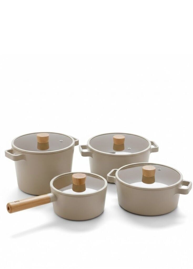 Neoflam Fika Bej 8 Parça Tencere Seti