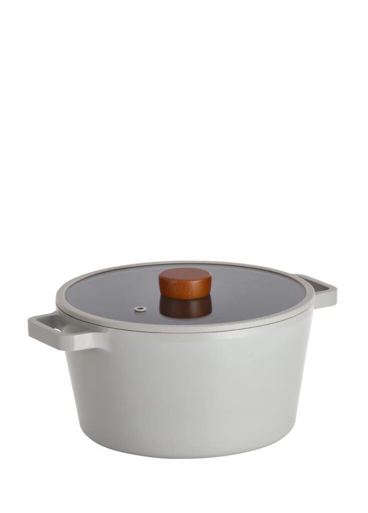 Neoflam Fika Alüminyum Döküm Tencere Gri Cam Kapaklı 26 Cm