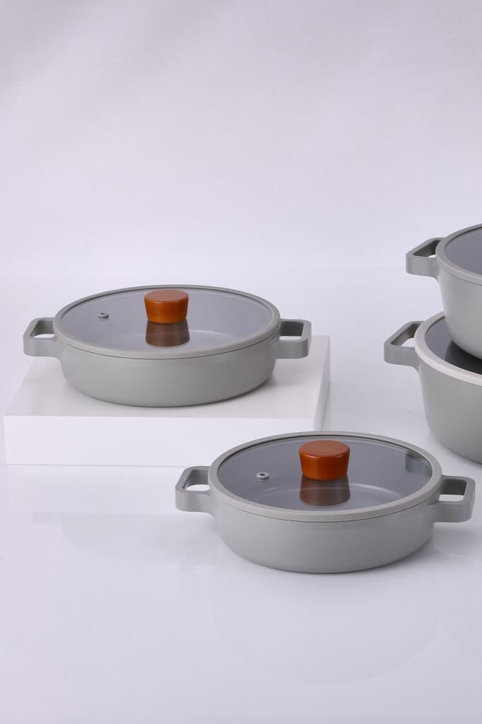 Neoflam FİKA CAM KAPAKLI ALÜMİNYUM 2'Lİ SAHAN SET 20 - 22CM GRİ