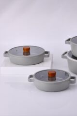 Neoflam FİKA CAM KAPAKLI ALÜMİNYUM 2'Lİ SAHAN SET 20 - 22CM GRİ