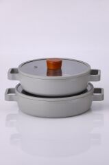 Neoflam FİKA CAM KAPAKLI ALÜMİNYUM 2'Lİ SAHAN SET 20 - 22CM GRİ
