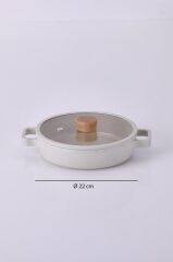Neoflam FİKA CAM KAPAKLI ALÜMİNYUM 2'Lİ SAHAN SET 20 - 22CM BEJ