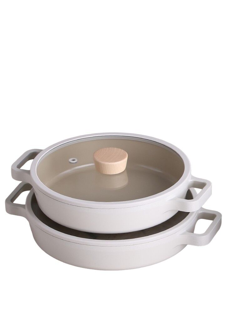 Neoflam FİKA CAM KAPAKLI ALÜMİNYUM 2'Lİ SAHAN SET 20 - 22CM BEJ