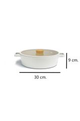 Neoflam Fika Cam Kapaklı Alüminyum Döküm Sığ Tencere 30 cm D-NEOF230L