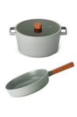 Neoflam Fika Gri 26cm Tencere & 26cm Tava Seti
