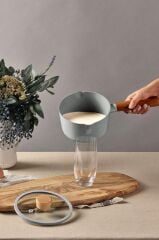 Neoflam Fika Alüminyum Döküm Süt Tavası Cam Kapaklı Gri 16cm