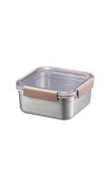 LocknLock Paslanmaz Çelik Fırın & Saklama Kabı Kare Kilitli 1.3 Lt ml - Kahverengi