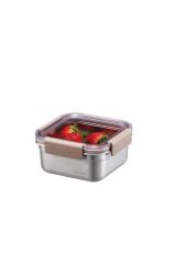 LocknLock Paslanmaz Çelik Fırın & Saklama Kabı Kare Kilitli 700 ml - Kahverengi