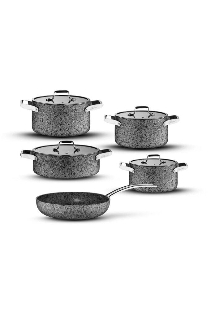 Brioni Stone-Age 9 Parça Çizilmez Yanmaz Yapışmaz Indüksiyon Tencere Seti