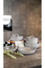 Brioni Stone-Age 20 cm Çizilmez Yanmaz Yapışmaz Indüksiyonlu Derin Tencere