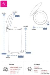Primanova Paslanmaz Çelik Bombe Kapaklı Çöp Kovası 40 Litre Mat Bej