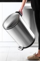 Primanova Paslanmaz Çelik Bombe Kapaklı Çöp Kovası 40 Litre Inox