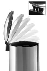 Primanova Paslanmaz Çelik Bombe Kapaklı Çöp Kovası 40 Litre Inox