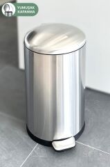 Primanova Paslanmaz Çelik Bombe Kapaklı Çöp Kovası 40 Litre Inox