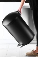 Primanova Bombe Kapaklı Çöp Kovası 30 LT Mat Texture - İç Kısım Siyah