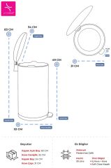 Primanova Bombe Kapaklı Çöp Kovası 30 LT Mat Texture - İç Kısım Siyah