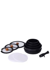 Neoflam Midas Siyah 11 Parça Ayrılabilen Saplı Iç Içe Geçebilen Indüksiyonlu Tencere Tava Seti