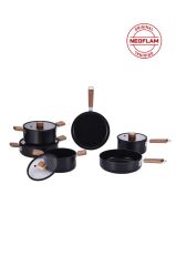 Neoflam Bien Black 10 Parça Indüksiyonlu Akasya Ağacı Sap Ve Kulplu Tencere Tava Seti