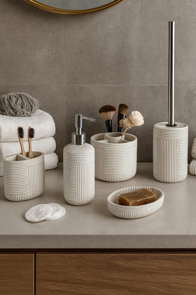 Primanova Scorro Banyo Seti 5 Parça - Bej