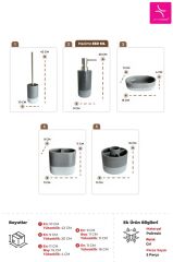 Primanova Reve Banyo Seti 5 Parça - Gri