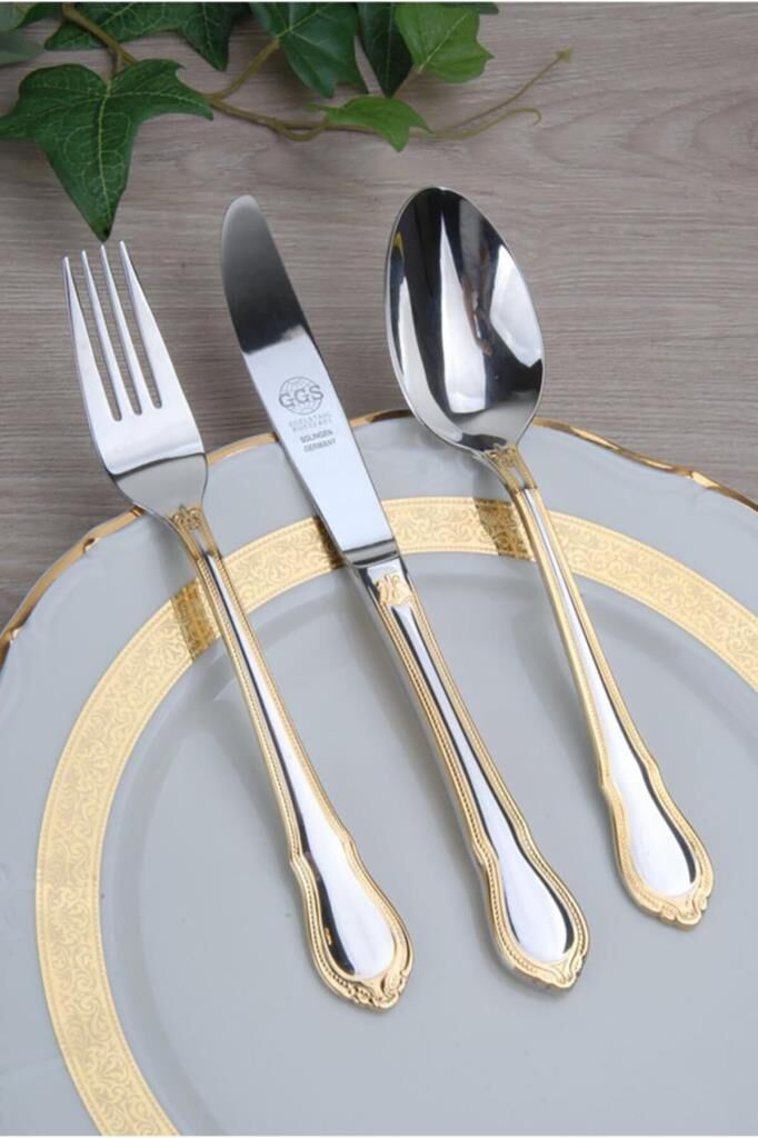 GGS Solingen Rebeka Parlak Altın 96 Parça Çatal Bıçak Seti