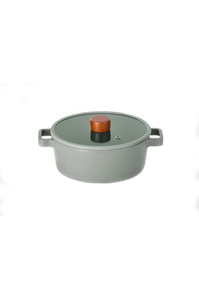 Neoflam Fika Cam Kapakli Aluminyum Dokum Tencere 22 Cm Gri
