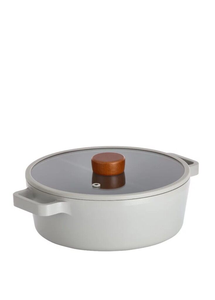 Neoflam Fika Cam Kapakli Aluminyum Dokum Tencere 22 Cm Gri