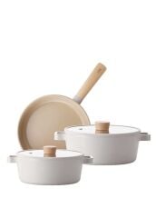 Neoflam Fika Cam Kapaklı Alüminyum Döküm 5 Parça Tencere Seti