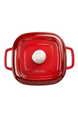 Sürel Aroma Kapak Kırmızı Kare Sığ Döküm Tencere 26x26