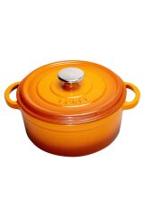 Sürel Aroma Kapak Turuncu Yuvarlak Döküm Tencere 24 Cm