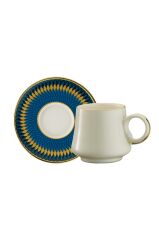 Sandro Moreno 1453 Farfar Double Yüzük Gold 12 Parça 6 Kişilik Kahve Fincan Takımı 120 ml