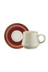 Sandro Moreno 1453 Farfar Double Yüzük Gold 12 Parça 6 Kişilik Kahve Fincan Takımı 120 ml