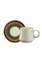 Sandro Moreno 1453 Farfar Double Yüzük Gold 12 Parça 6 Kişilik Kahve Fincan Takımı 120 ml