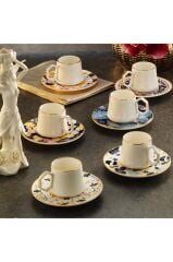 Sandro Moreno 1453 Potpuri Double Geometrik Gold 12 Parça 6 Kişilik Kahve Fincan Takımı 120 ml