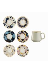 Sandro Moreno 1453 Potpuri Double Geometrik Gold 12 Parça 6 Kişilik Kahve Fincan Takımı 120 ml