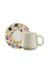 Sandro Moreno 1453 Potpuri Double Geometrik Gold 12 Parça 6 Kişilik Kahve Fincan Takımı 120 ml