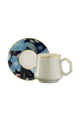 Sandro Moreno 1453 Potpuri Double Geometrik Gold 12 Parça 6 Kişilik Kahve Fincan Takımı 120 ml