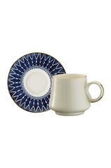 Sandro Moreno 1453 Deep Blue Double Yüzük Gold 12 Parça 6 Kişilik Kahve Fincan Takımı 120 ml