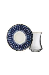 Sandro Moreno 1453 Deep Blue Gold 12 Parça 6 Kişilik Çay Seti 110 ml