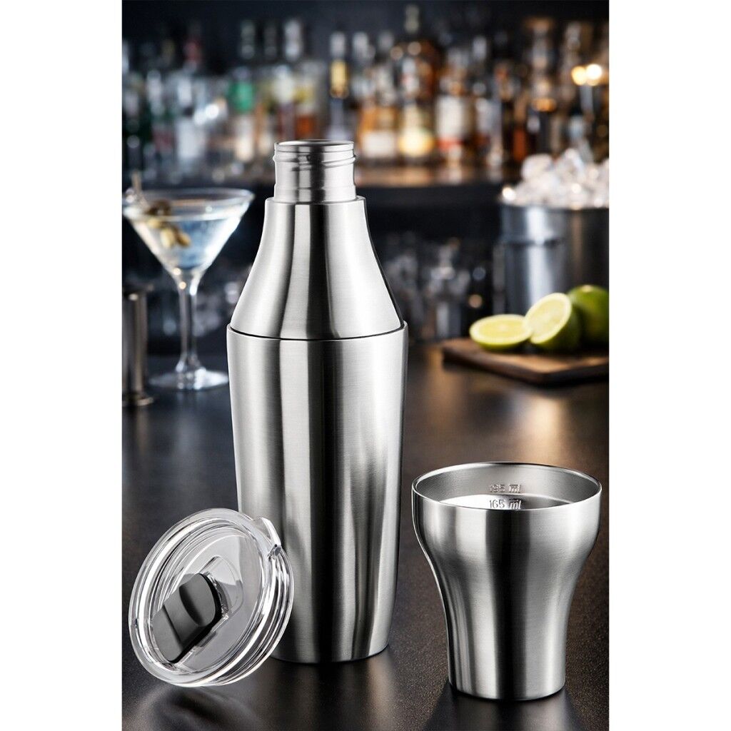 Primanova Çok Amaçlı Paslanmaz Çelik Kokteyl Shaker 650 ml - Metalik