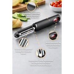 Primanova Paslanmaz Çelik Yatay Soyucu - Siyah