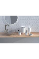 Primanova Lima Xl Krom Dekorlu Banyo Seti / Beyaz