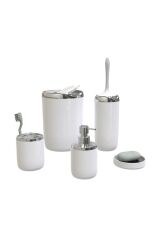 Primanova Lima Xl Krom Dekorlu Banyo Seti / Beyaz