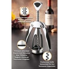 Primanova Paslanmaz Çelik Penguen Tirbuşon - Metalik